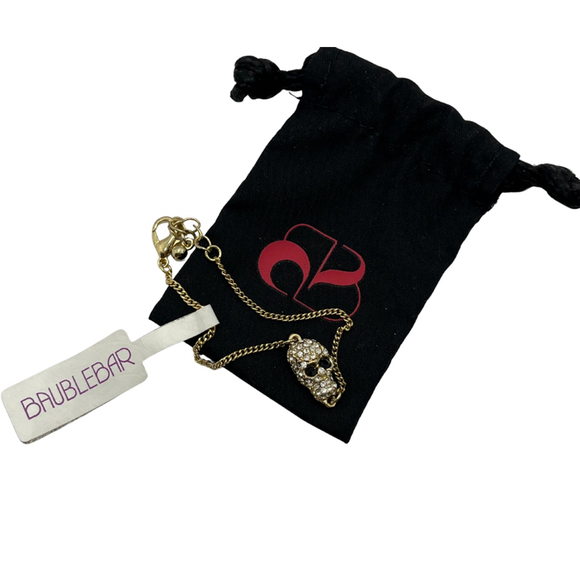 1424 Baublebar Gold Tone Skull Charm Bracelet - Picture 1 of 3